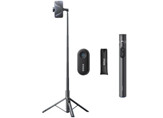 RTAKO RZP001-AB226 Selfie Stick with Tripod and Self-expanding Legs, 720° Rotation, 1.7m with smart design - Black